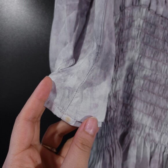 BLUE LIFE Shirred Waist Dress Cold Shoulder Mini in Boho Goddess Oasis Grey XS - Picture 10 of 14